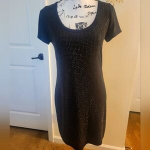 Piko 1988 ~ Black T-Shirt Dress with Sparkly Black Studs